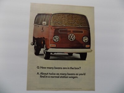 1969 LOOK MAG/VW BUS HOW MANY BEANS IN THE BOX