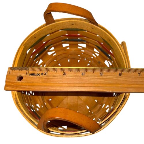 LONGABERGER 2000 Small Button Basket & Protector Red Blue Green Strips EUC - Picture 3 of 6