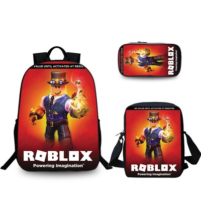 3pcs Boys Backpack Set Lunchboxes Roblox Print School Bag Pen Case For Kids Ebay - 