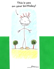 Funny Happy Birthday Stick Man Figure Figures Revilo Hallmark Greeting Card