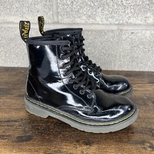 Dr. Martens 1460 J Black Patent Leather Lace Up/Zip Ankle Boots Kid  s Size 1