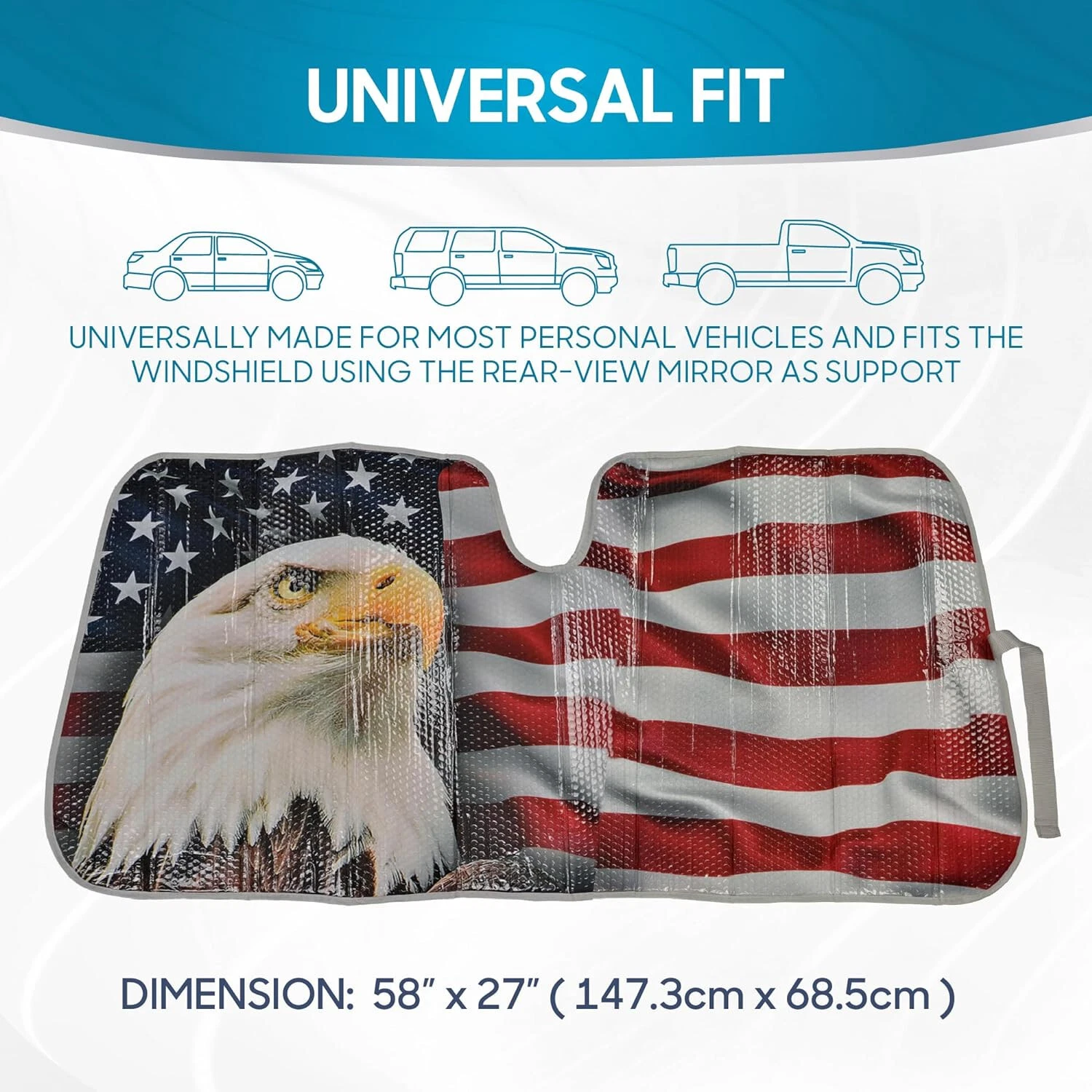 For KIA New New Large 57x27 Eagle Car Foldable Window Windshield Sun Shade Set