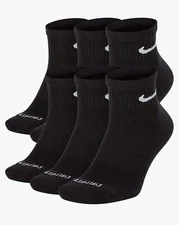 Nike Everyday Cushion Ankle Black Training Socks (6 Pair) LARGE Size