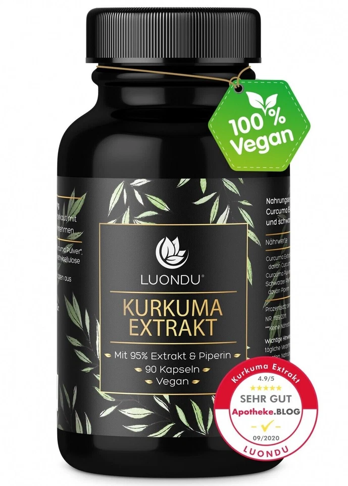 Kurkuma Extrakt - 90 Curcuma Kapseln Extra Hochdosiert + Bio Kurkuma Pulver   - Bild 4 von 4