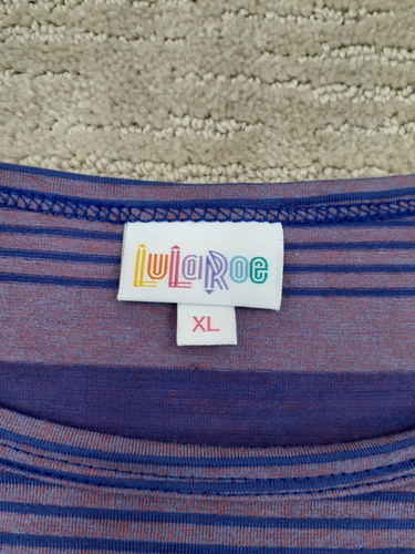 LuLaRoe Dress Womens XL Purple Striped Julia Dress Scoop Neck Short Sleeve NWT - 第 4/8 張圖片