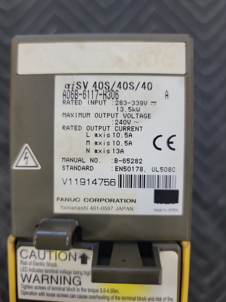 Fanuc A06B-6117-H306 Servo Amplifier 283-339v-ac 240v-ac Fanuc A06B-6117-H306 Servo Amplifier 283-339v-ac 240v-ac