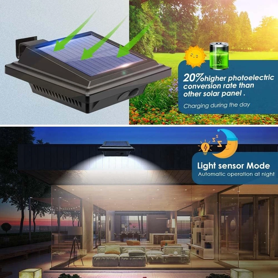 2/6Pack Solar Powered Gutter Lights 40LEDs for Fence Roof Yard Garden Wall Lamp - Image 4 of 4