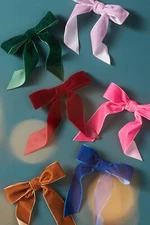 Velvet Bow Clip-On Ornaments Anthropologie Ribbons Christmas Decor Set of 6 NEW