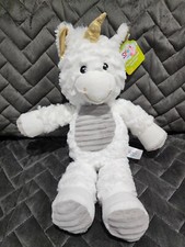 Spark Create Imagine Plush Unicorn Cuddle Animal Rattle Crinkle Toy White Gray
