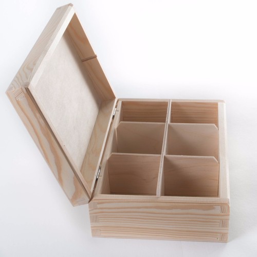 4/6/8/9/12 Compartments Wood Jewellery Storage Chest Boxes / Wooden Tea Bag Box - Picture 13 of 39