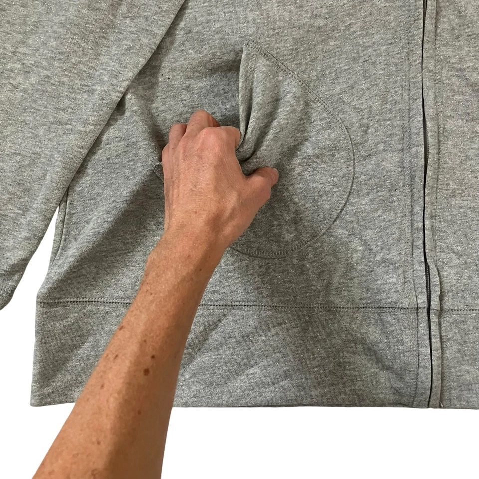 Chaqueta Liz Claiborne Mujer 2X Gris Tejida Hilo Plateado Cremallera Completa Exterior Gorpcore Foto 2 de 4