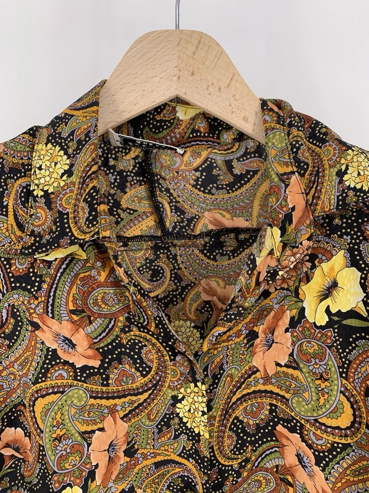 Blusa De Colección Joseph A Qu'est-ce Que C'est Seda Para Mujer Grande Negra Floral Cachemira Foto 3 de 4