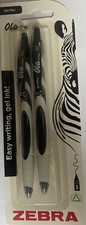 2 x Zebra Ola Gel Pens Black and White Design Gel Ink NEW Boxed