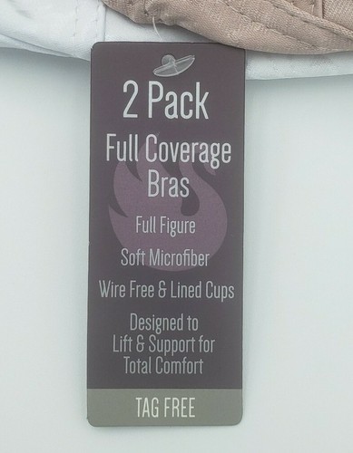 Gloria Vanderbilt Wire-Free Bras 2-Pack 42D Full-Coverage White and Beige New - Picture 7 of 8