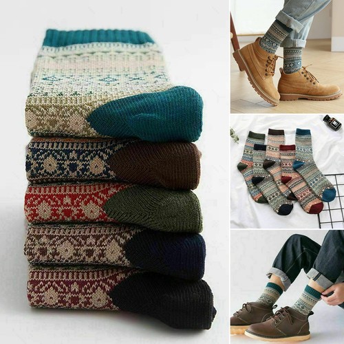 5 Pairs Men Winter Warm Thick Wool Mixture ANGORA Cashmere Casual Dress Socks UK - Picture 2 of 10