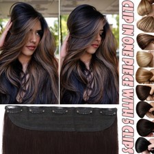 12 14 16" 100 THICK One Piece Clip In Real Remy Human Hair Extensions Full Head