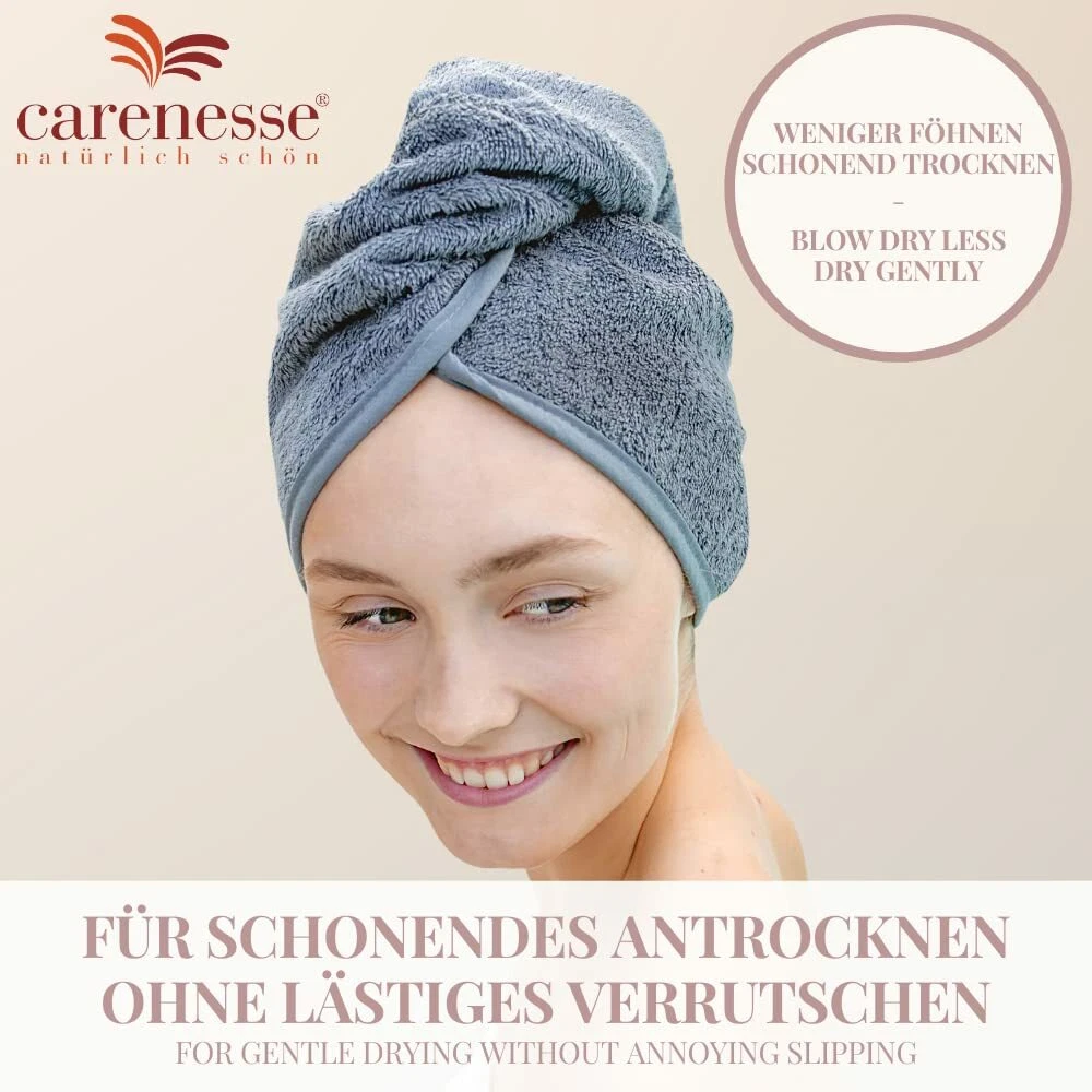 2x Haarturban Haar-Turban grau + pink 100% Baumwolle fester Halt für Kuren Föhn