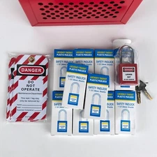 Lockout Tagout Lock Box Kit Portable Safety Padlocks and Tags With 10 Locks New
