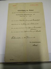 Original Bescheinigung der Geburt-Geburtsurkunde 1911handschriftlich mit Dienst.