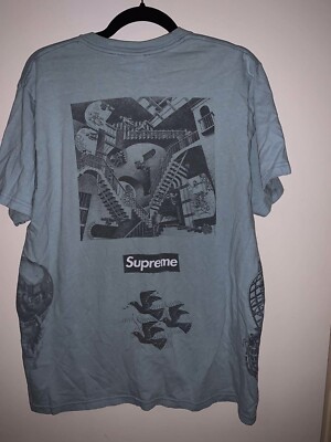 SUPREME 17SS Supreme x M.C. Escher Collage T-Shirt Blue Cotton
