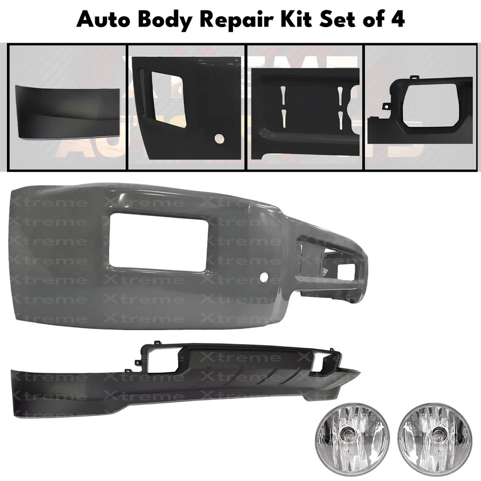 Front Bumper Paintable & Fog Lights Kit For 2015-19 Chevy Silverado 2500 HD 3500 Foto 2 de 4