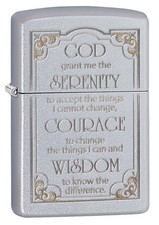 Zippo Windproof Satin Chrome Serenity Prayer Lighter, 28458, New In Box