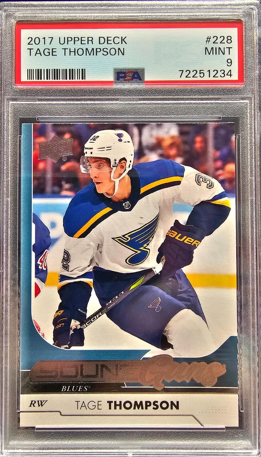 Tage Thompson 17/18 Upper Deck Series One Young Guns Rookie #228 MINT PSA 9