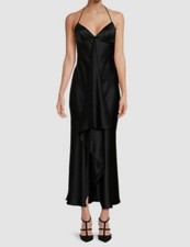 $1895 Brandon Maxwell Women's Black Open Back Silk Maxi Dress Size 6