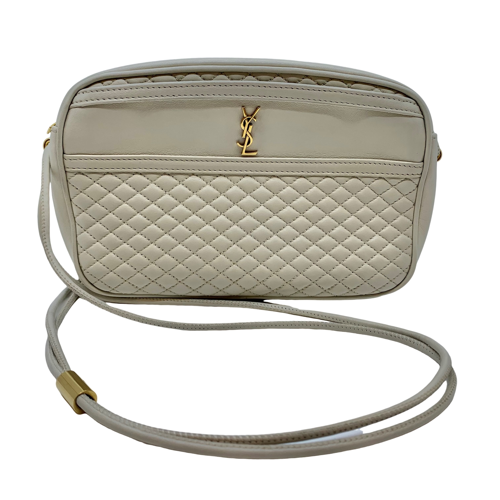 Autentica borsa a tracolla trapuntata Saint Laurent YSL in pelle bianca #36634026