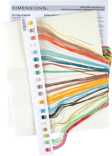 Counted Cross Stitch Kit ~ Dimensions Jungle Birth Record #70-35443 - Picture 4 of 8