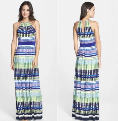 Eliza J Women's Colorfully Checkered Sleeveless Jersey Maxi Dress Size 8P |  eBay