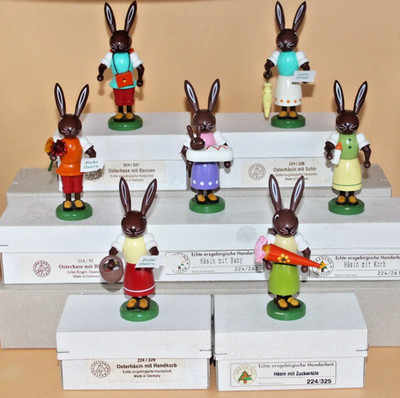 Holzkunst Thomas Preißler Dregeno Osterhase zur Auswahl 9.5cm Erzgebirge Seiffen