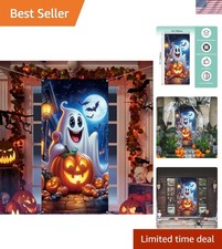 Ghost Pumpkin Halloween Door Cover, Bat Candy Halloween Photo Backdrop Party ...