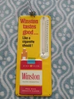 VINTAGE WINSTON Cigarettes Thermometer Excellent Condition Tin Advertising