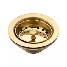 3-1/2 In. Drop-In Kitchen or Bar Sink Basket Strainer in Brushed Gold