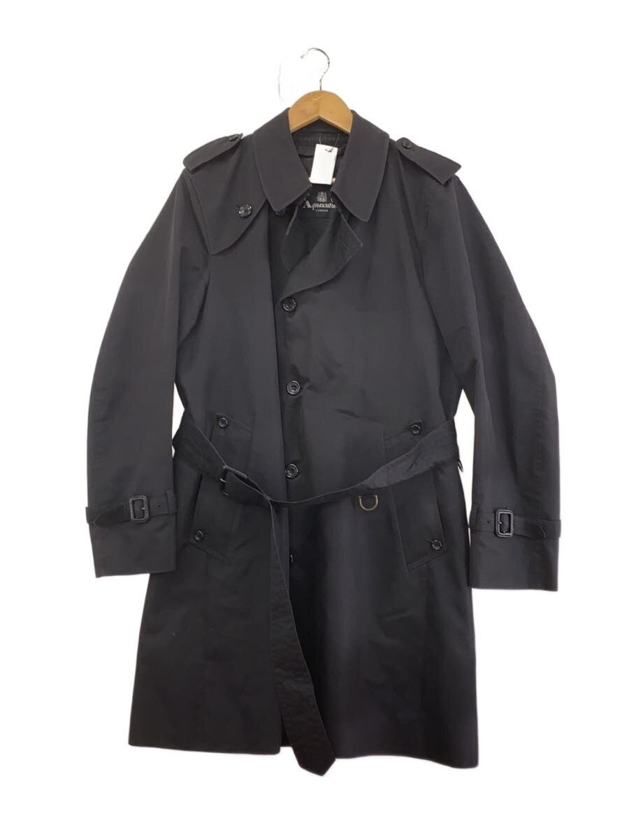Aquascutum Trench Coat/-/Cotton/Blk/Plain/Neck Tanned 3430