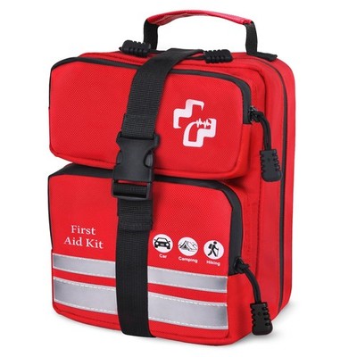 450 Piece Premium First Aid Kit, Water-Resistant Emergency Medical Kit Red