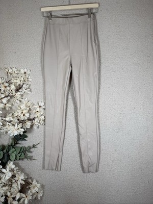 AMISU Beige PU Leather Leggings Size 36 Slim Fit