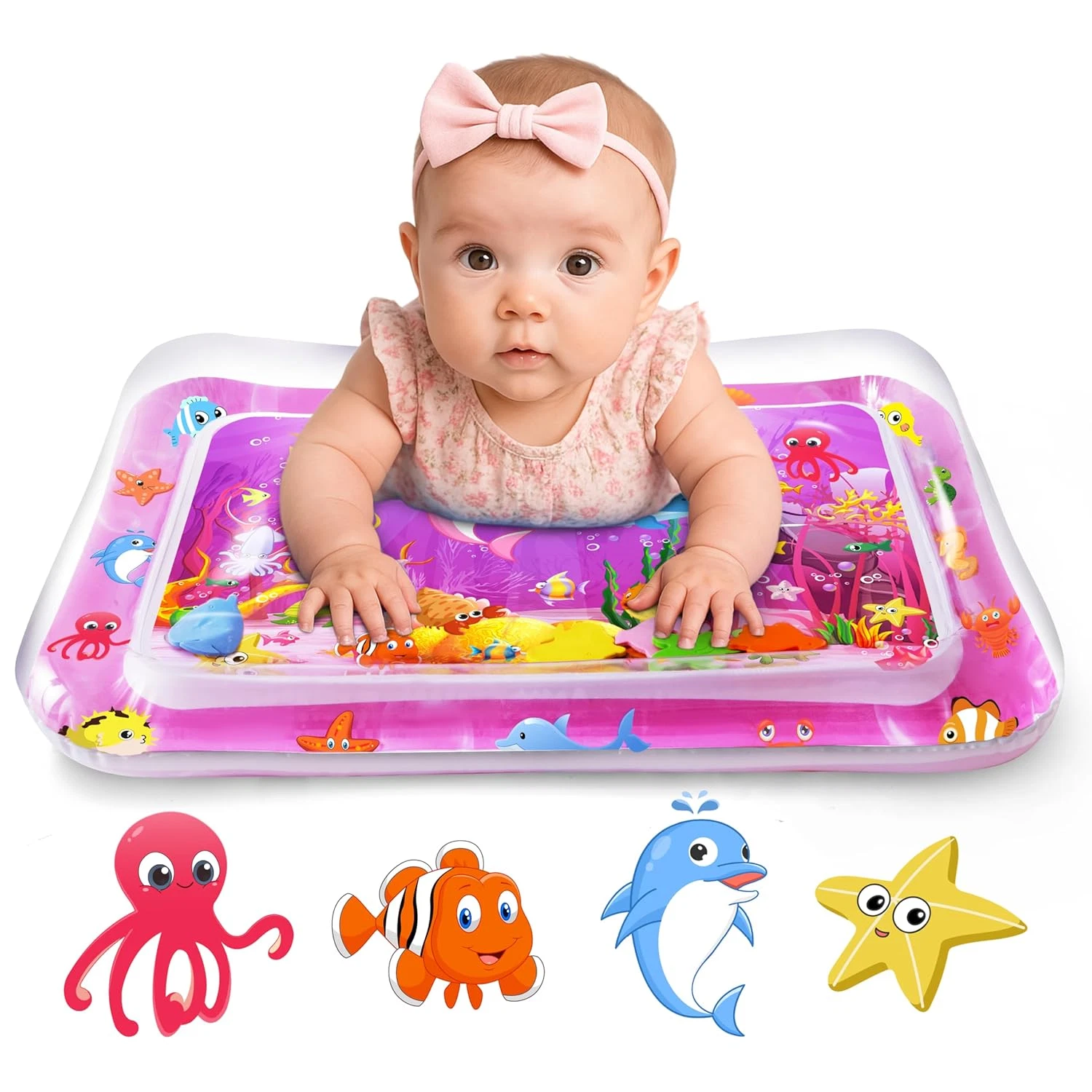 Yeeeasy Tummy Time Water Mat for Girl, Baby Girl Toys for 0, 3, 6, 9, 12 Months,