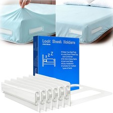 Bed Sheet Holders for Corners, 6 Pcs Lock Fitted Sheet Holder Firm and Tight,...