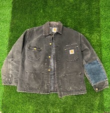Vintage Carhartt Blanket-Lined Chore Coat in Black with Industrial Composites In