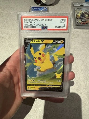 PSA 9 Pikachu V SWSH143  Celebrations Black Star Promo Pokemon Card
