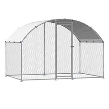 Metal Chicken Coop 9.8x6.5x6.5ft Walk-in Chicken Run with Cover Doom Roof