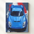 Blue Hypercar Abstract Canvas Top Down Automotive Art With Bold Brushstrokes