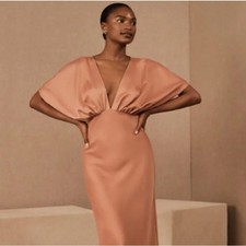 ANTHROPOLOGIE x BHLDN Leila Satin Charmeuse Dress Sedona Sunset Sz 4 {FF54}