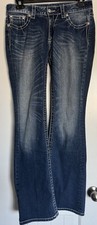 Miss Me Women  s Bootcut Blue Denim Jeans Medium Wash Embroidered Pockets