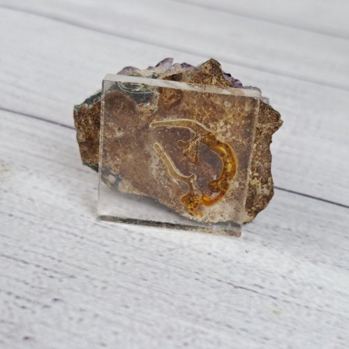 PEWTER INDIAN WITH HORSE ON PURPLE GEODE  - Picture 10 of 10