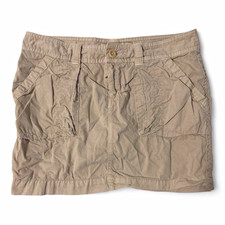 Old Navy Beige Cotton Canvas Cargo Mini Skirt Button Closure w/ Pockets, 8