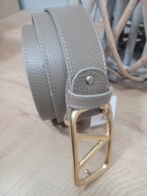 V Milano  Leder Gürtel ''V'' goldfarbene Schliesse Taupe neu Made in Italy 95cm