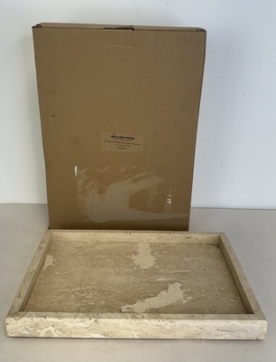 William Wood Travara Cream Travertine Stone Rectangular Decorative Tray